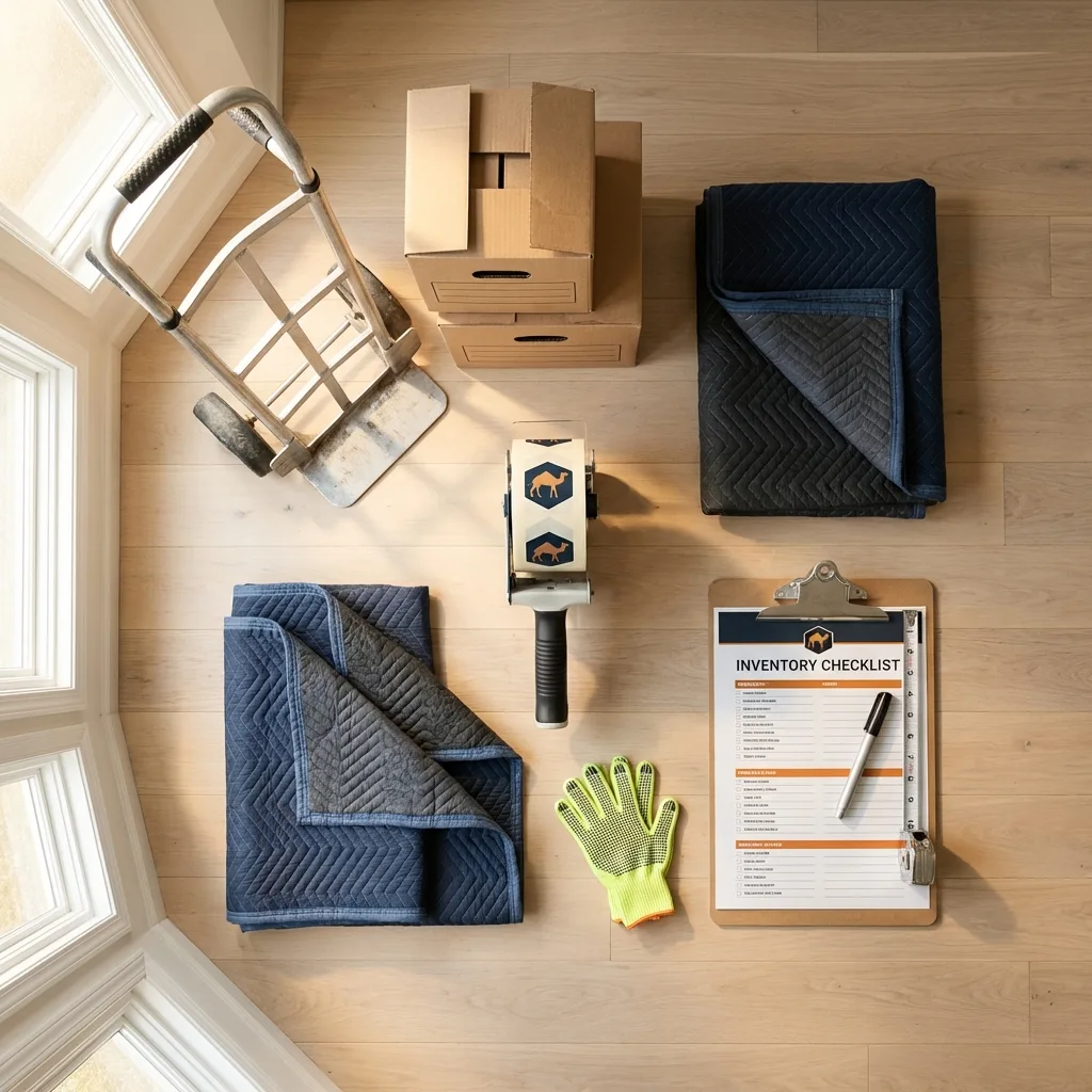Professional moving supplies and packing materials layout for North Judson residential relocations